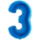 Palloncino Mylar Numero Medio Blu 3 - 36 cm.