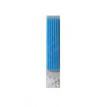 Candelina Stilo 12 pz. H 15 cm. Azzurro Glitter