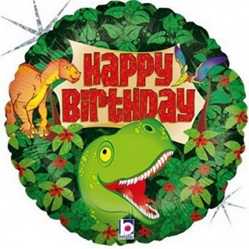 Palloncino Mylar 45 cm. Holographic Dinosaur Birthday 
