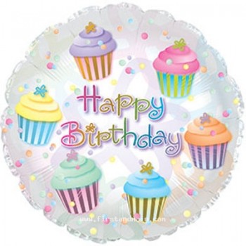 Palloncino Mylar 45 cm. R - Happy Birthday Cupcakes  