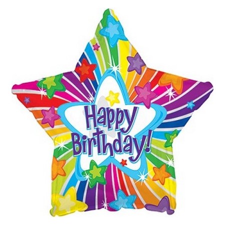 Palloncino Mylar 45 cm. S - Happy Birthday Day Bright Stars  