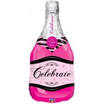 Palloncino Mylar Super Shape 99 cm. Bottle Celebrate Pink Bubbly Wine 