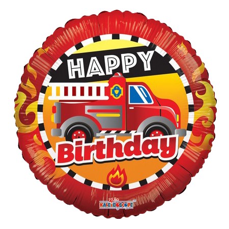 Palloncino Mylar 45 cm. Birthday Fire Truck