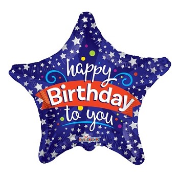 Palloncino Mylar Mini Shape 22 cm. Happy Birthday Star
