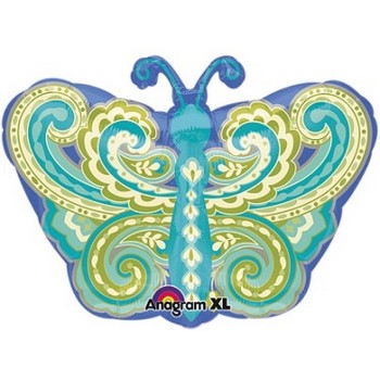Palloncino Mylar 45 cm. Junior Shape Paisley Teal Butterfly