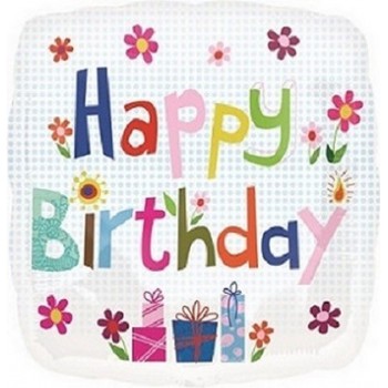 Palloncino Mylar 45 cm. Q - Happy Birthday Dots