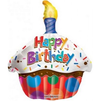Palloncino Mylar 45 cm. T - Birthday Cupcake