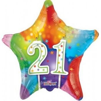 Palloncino Mylar 45 cm. 21° Happy Birthday Star
