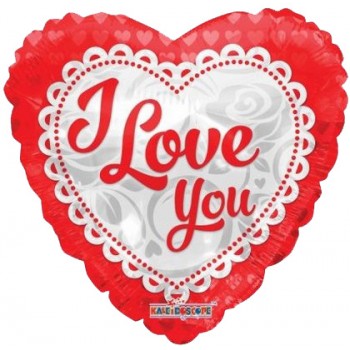 Palloncino Mylar 45 cm. I Love You Embroidery Heart