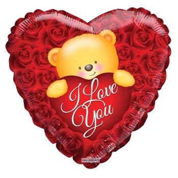 Palloncino Mylar 45 cm. Love Bear Over Roses
