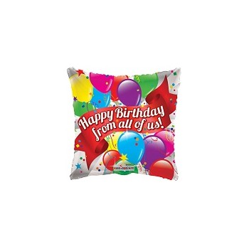 Palloncino Mylar Mini Shape 22 cm. Happy Birthday From All Of Us