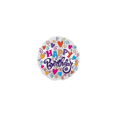 Palloncino Mylar Mini Shape 22 cm. Happy Birthday Rainbow