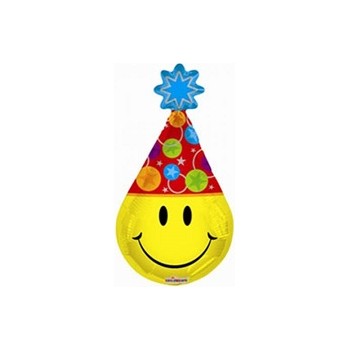 Palloncino Mylar Mini Shape 30 cm. Smiley Party Hat