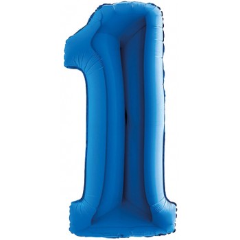 Palloncino Mylar Numero Maxi Blu 1 - 100 cm.