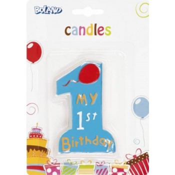 Candelina My 1st Birthday Blu 10 cm.