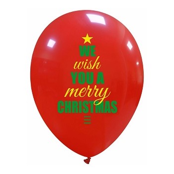 Palloncino in Lattice Rotondo 30 cm. Stampa Natale We Wish You A Merry Christmas