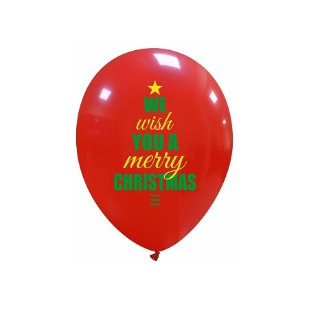 Palloncino in Lattice Rotondo 30 cm. Stampa Natale We Wish You A Merry Christmas