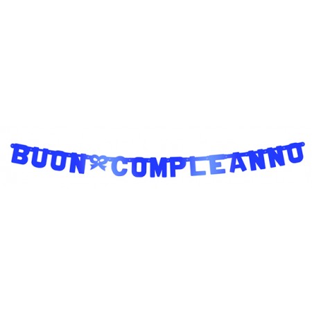 Festone Buon Compleanno Blu, Extra Large 253 cm.