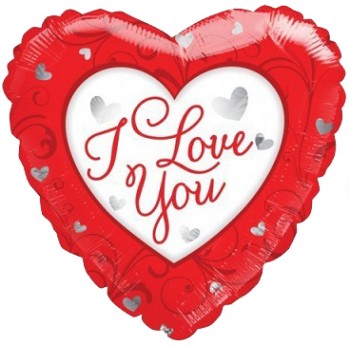 Palloncino Mylar 45 cm. I Love You Red / White