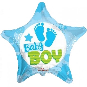 Palloncino Mylar 45 cm. Boy - Baby Boy Footprints