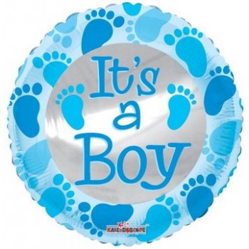Palloncino Mylar 45 cm. Boy - Baby Blue Foot Prints