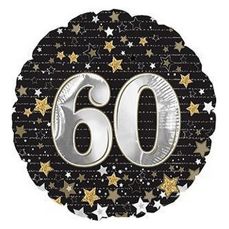 Palloncino Mylar 45 cm. 60° Happy Birthday Gold Number