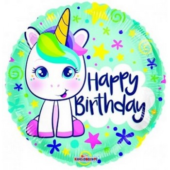 Palloncino Mylar 45 cm. Birthday Cute Unicorn Gelli