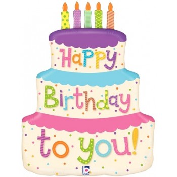 Palloncino Mylar Super Shape 68 cm. Girly Happy Birthday Cake