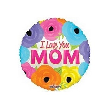 Palloncino Mylar Mini Shape 22 cm. I Love You Mom Bright Flowers