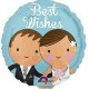 Palloncino Mylar Mini Shape 22 cm. Best Wishes Wedding Couple