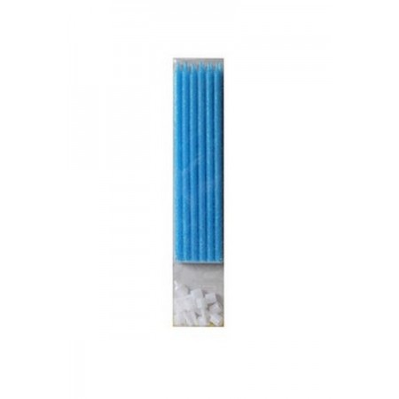 Candelina Stilo 12 pz. H 15 cm. Azzurro Glitter