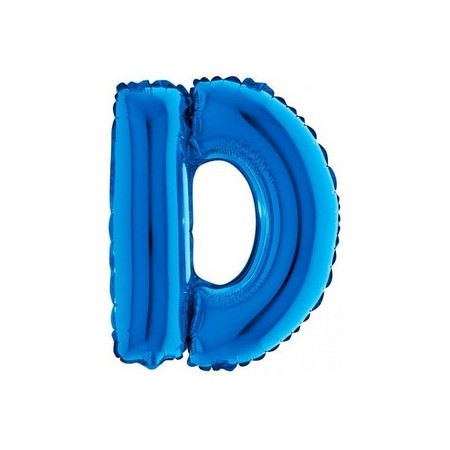 Palloncino Mylar Lettera D Media - 36 cm. Blu