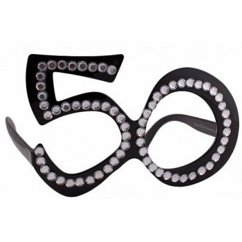 Occhiali Neri con Strass 50° Compleanno