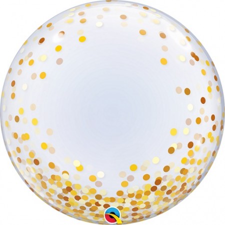 Palloncino Bubble 61 cm. Confetti Oro
