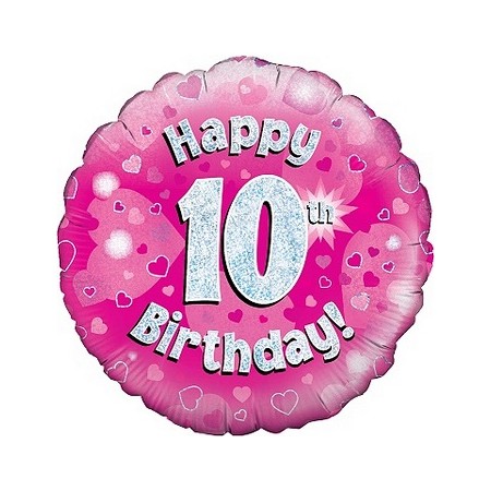 Palloncino Mylar 45 cm. Age 10° Pink Number