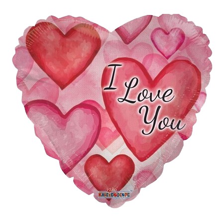 Palloncino Mylar 45 cm. I Love You Watercolor Hearts 