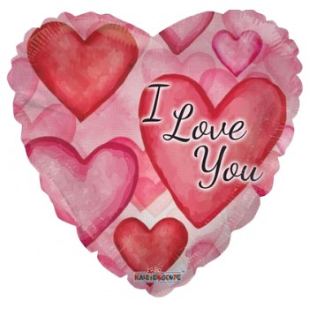 Palloncino Mylar 45 cm. I Love You Watercolor Hearts 