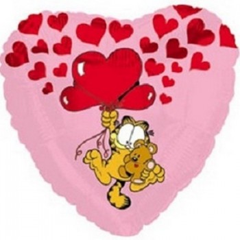 Palloncino Mylar 45 cm. Garfield Pooky Floating Up With Hearts