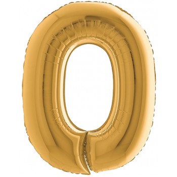 Palloncino Mylar Numero Maxi Oro 0 - 100 cm.