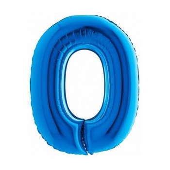 Palloncino Mylar Numero Medio Blu 0 - 36 cm.