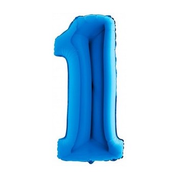 Palloncino Mylar Numero Medio Blu 1 - 36 cm.