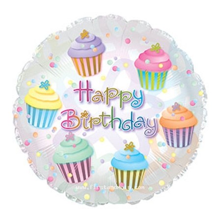 Palloncino Mylar 45 cm. R - Happy Birthday Cupcakes  