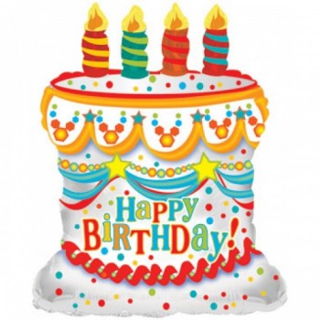 Palloncino Mylar Super Shape 71 cm. White Happy Birthday Day Cake