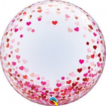 Palloncino Bubble 61 cm. Cuori Rosa
