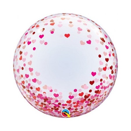 Palloncino Bubble 61 cm. Cuori Rosa