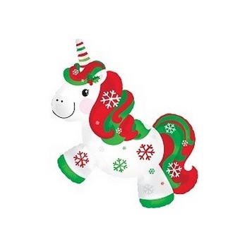 Palloncino Mylar Mini Shape 22 cm. Christmas Unicorn