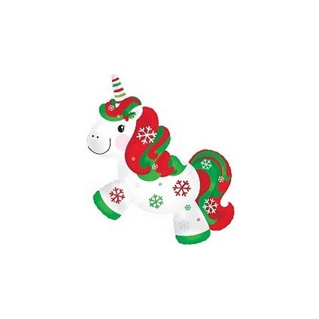 Palloncino Mylar Mini Shape 22 cm. Christmas Unicorn