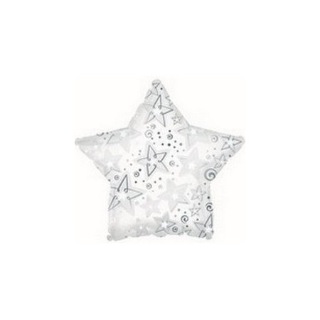 Palloncino Mylar Mini Shape 22 cm. White Patterned Star