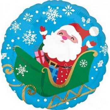 Palloncino Mylar 45 cm. Happy Santa in Sleigh