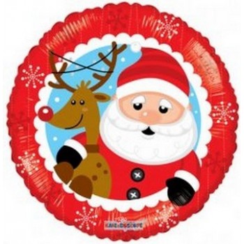 Palloncino Mylar 45 cm. Santa & Reindeer